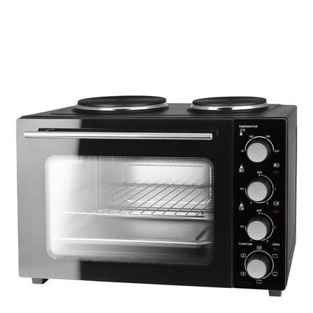 EMERIO - Ovn med to kokeplater 3200W 32L svart