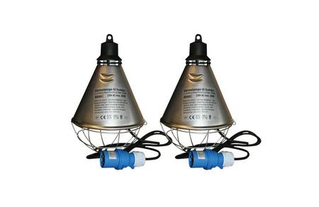 Varmelampe med CEE-plugg og 2,5 meter kabel, 2 stk.