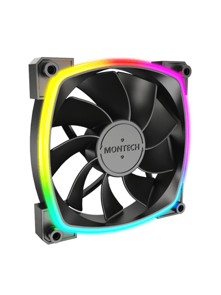 Montech RX120 PWM BK - Reverse - Kabinettvifte - 120mm - Svart med RGB LED-lys - 27 dBA