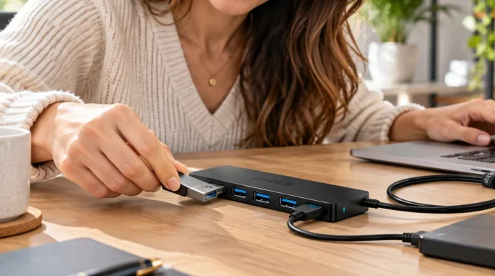 test-av-anker-4-port-ultra-slim-usb-30-data-hub Test av Anker 4-Port Ultra Slim USB3.0 Data Hub - Black USB-hub - USB 3.0 - 4 porter - Svart