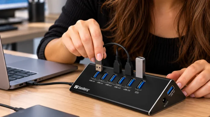 test-av-sandberg-7-port-usb-30-hub Test av Sandberg 7-Port USB 3.0 Hub USB-hub - USB 3.0 - 7 porter - Svart